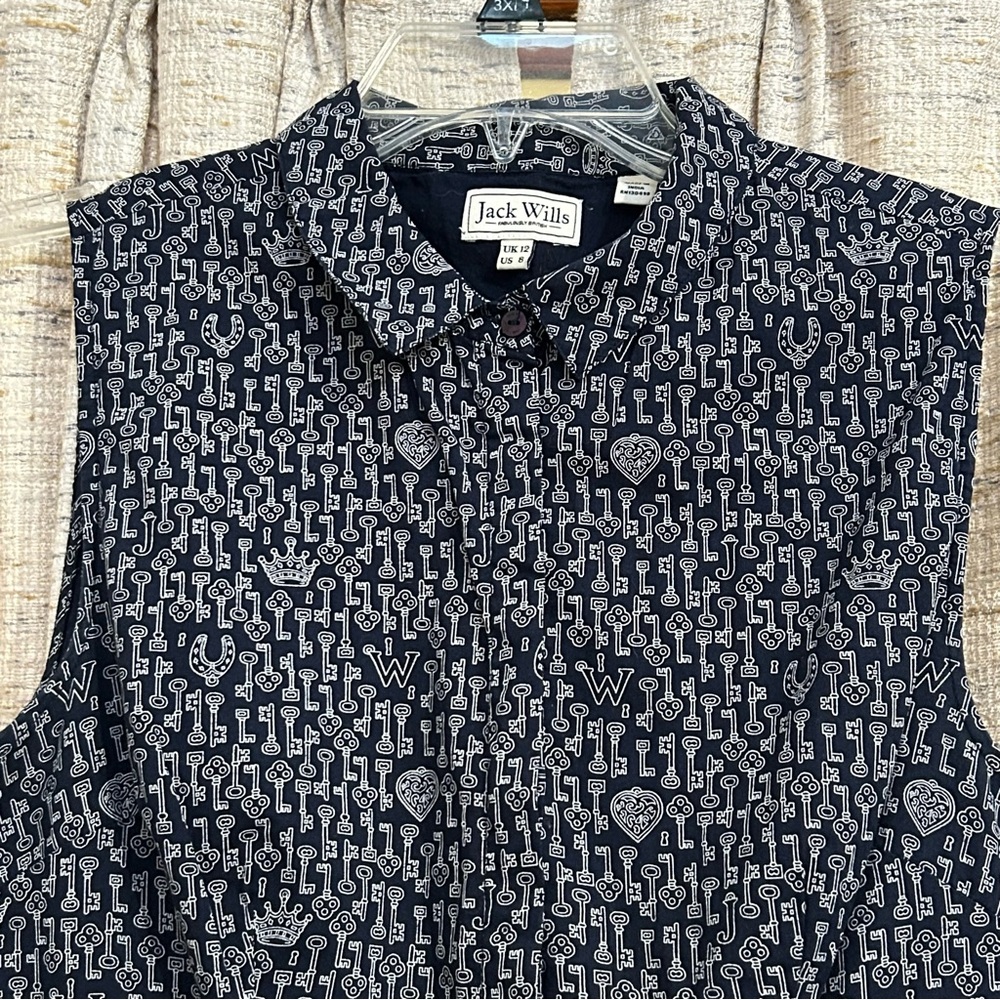 Jack Wills Fabulously British Key Print Sleeveless Dress - 8 - Picture 2 of 9